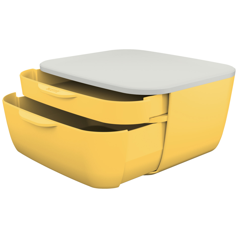 Schubladenbox, Aufbewahrungsbox, Kompakt, Gelb, 3 Schubladen