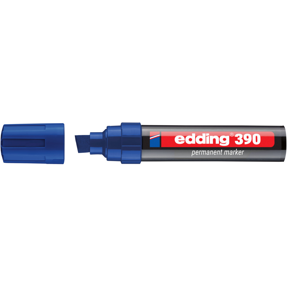 Marker, Permanentmarker, Blau, Kappsystem, Kappe entfernt
