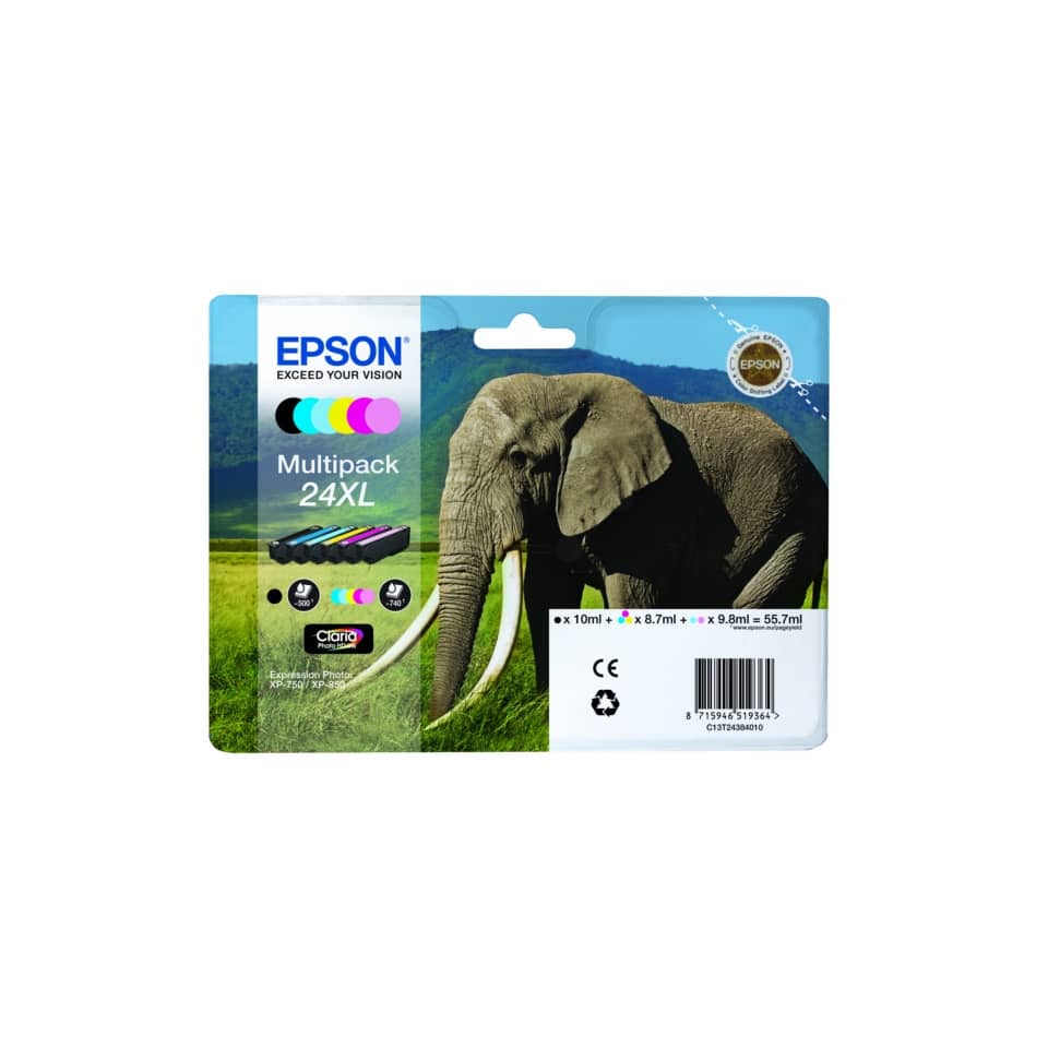 Tintenpatronen, Mehrfachpack, 24XL, Farben, Elefant