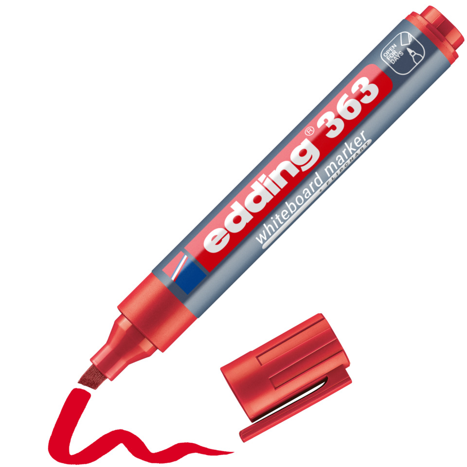 WHITEBOARD-MARKER, RED MARKER, edding 363, dry ERASE, CHISEL TIP