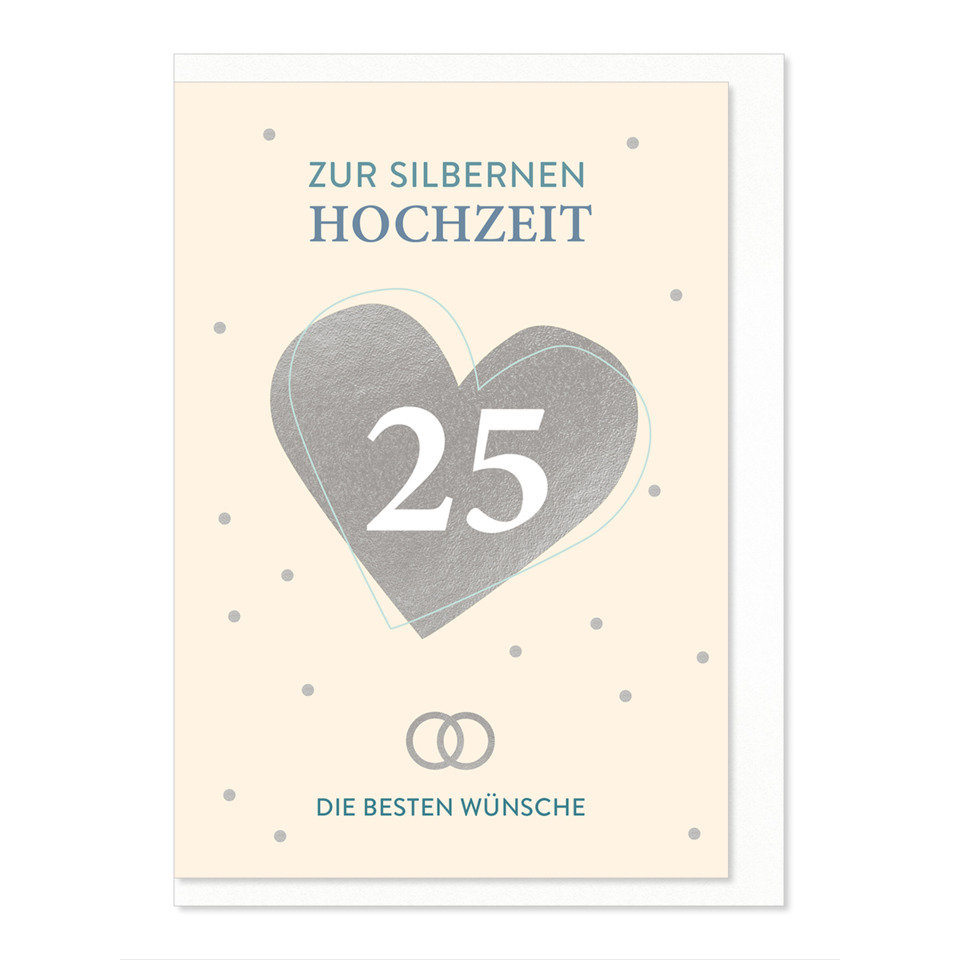 Hochzeitskarte, Herz, 25, Kartenmotiv, Best Wünschen
