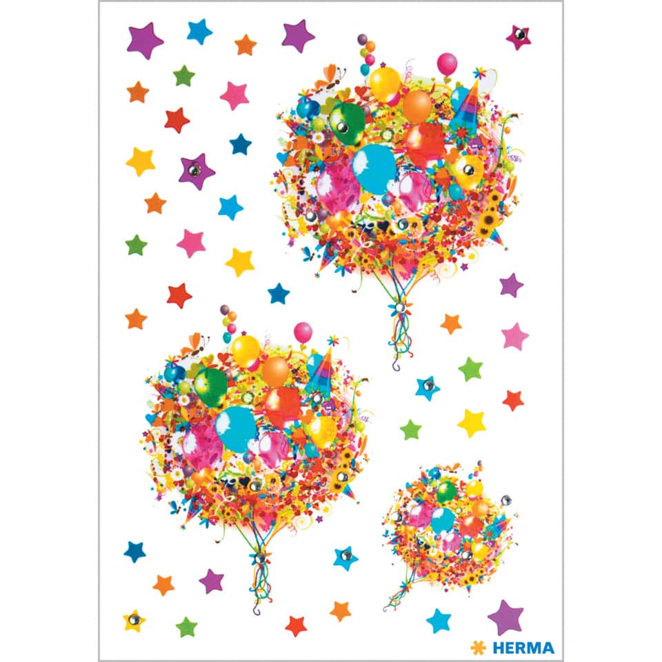 balloons, party, confetti, stars, colorful