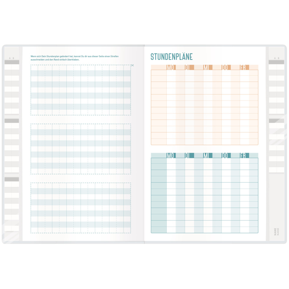 Stundenplan, Planer, Schülerplan, Kalender, Notizbereich