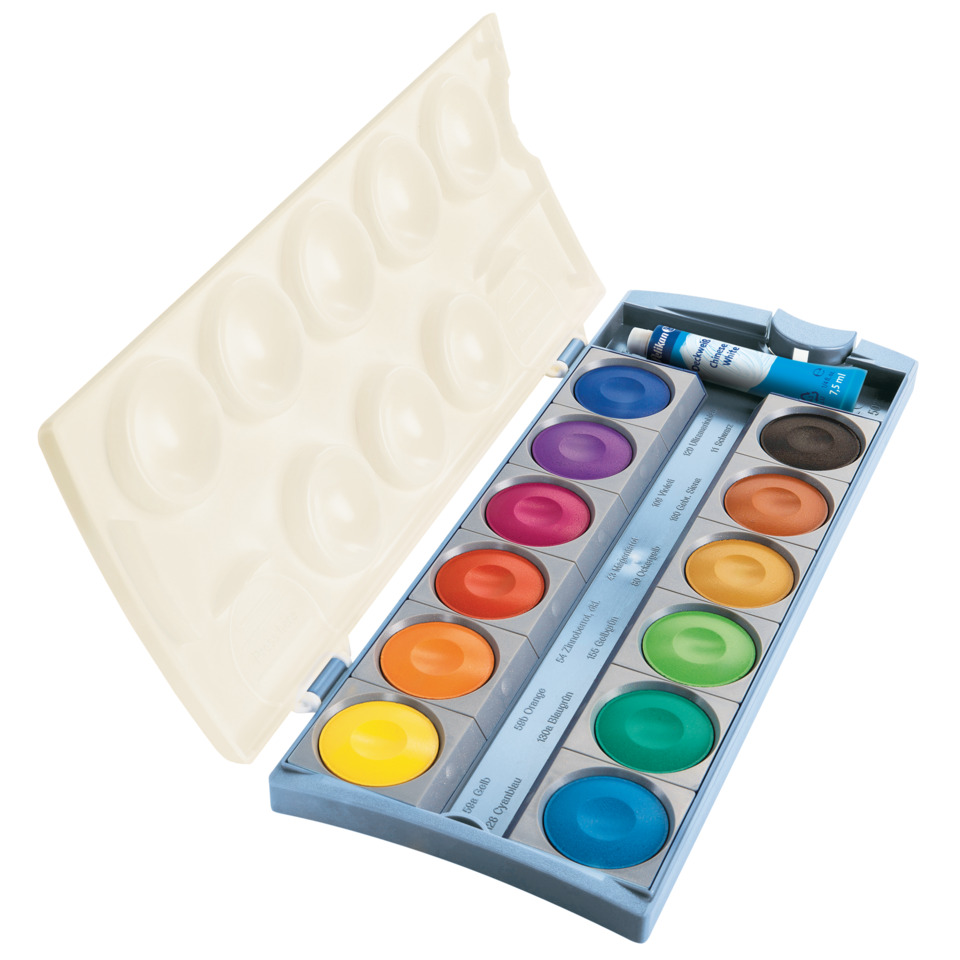 Aquarellfarben, Wasserfarben, Malkasten, Künstlerbedarf, Farbenbox