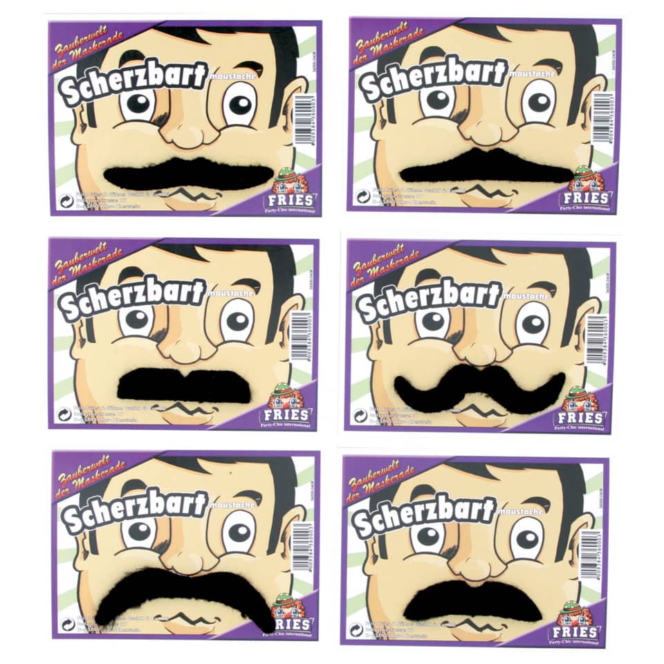 moustache, Gesicht-Illustration, Pommes-Fertigbox, lila Verpackung, Karikatur