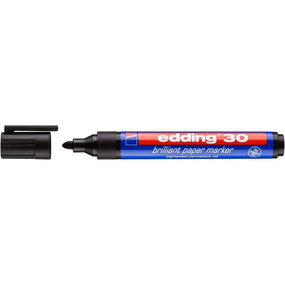 Marker, Permanent ink, Chisel tip, Blue red body, Edding 30