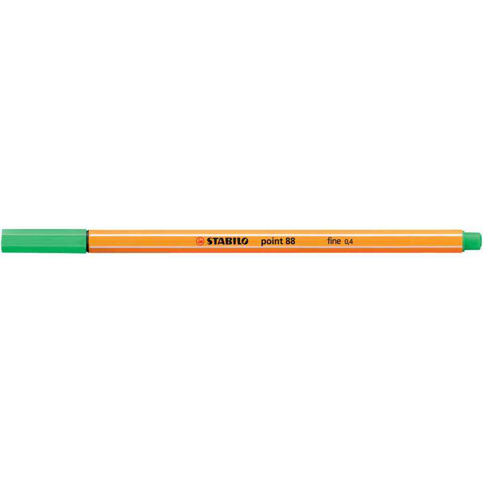 Marker, Grüner Deckel, Orangener Körper, Feinspitze, STABILO