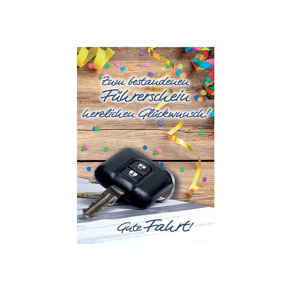Auto-Geschenk, Führerschein, Kartenhalter, Auto-Schlüssel, Glückwunschkarte