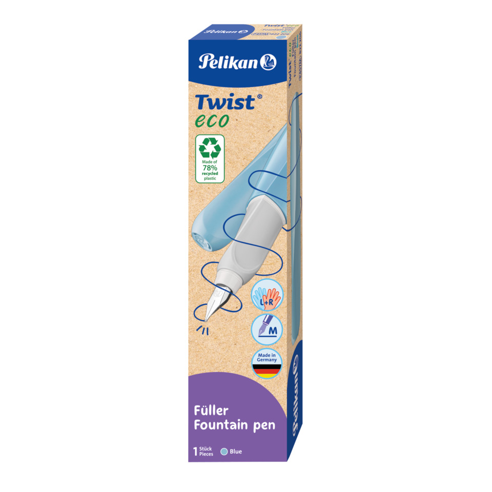 Füllfederhalter, Roller nib, blaue Tinte, Eco Kunststoff, Hergestellt in Deutschland, Fountain pen, Twist eco, recycled plastic, Blue ink, Germany-made