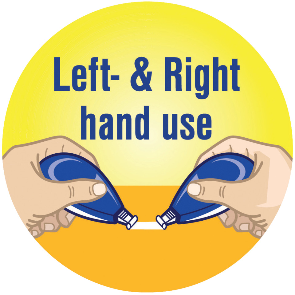 dividing lines, hand gauge, two hands, warning sticker, left-right use