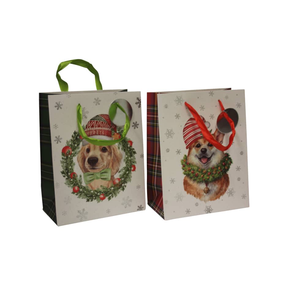 weihnachtsgeschenk, geschenktüte, hund, weihnachtsdesign, ringelband