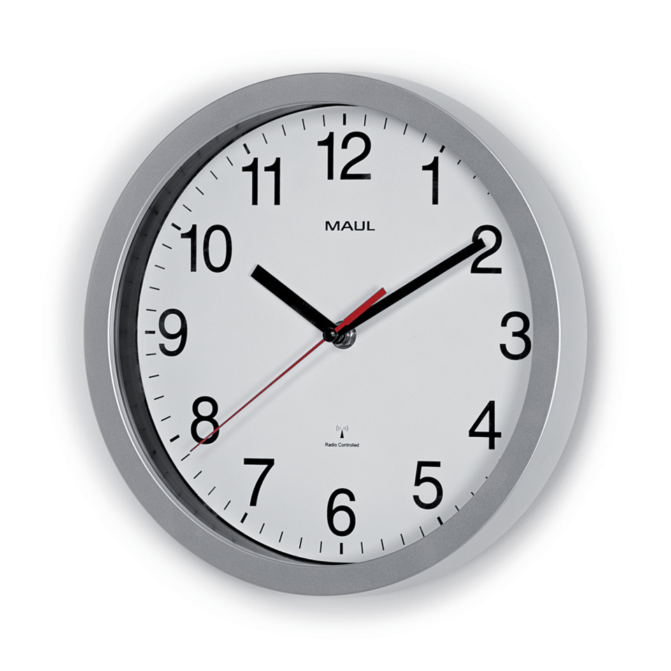 Wanduhr, Quarzuhr, Silberrahmen, großes Zifferblatt, Wanduhr mit arabischen Ziffern