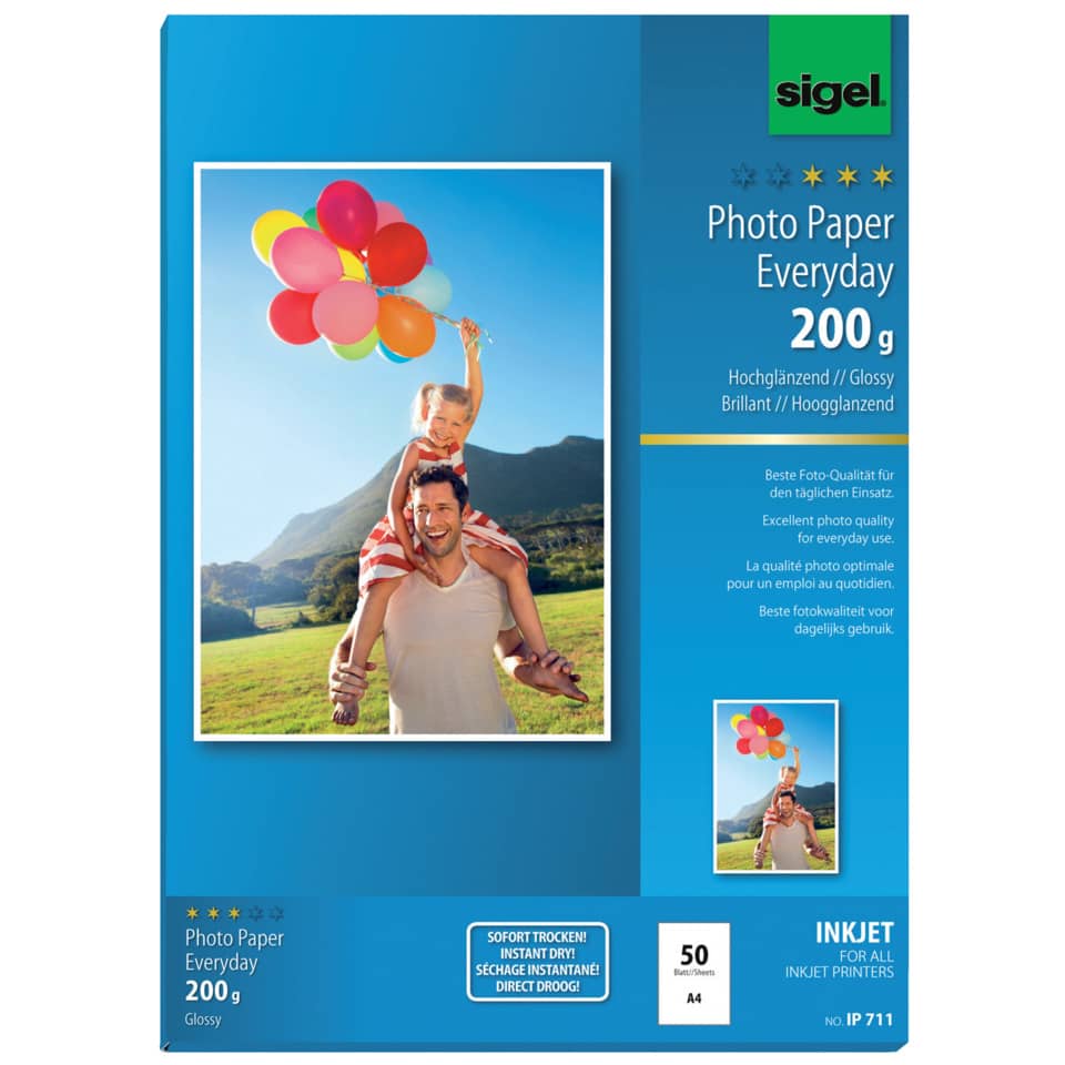 Foto-Papier, Alltag, Glänzend, 200 g, A4