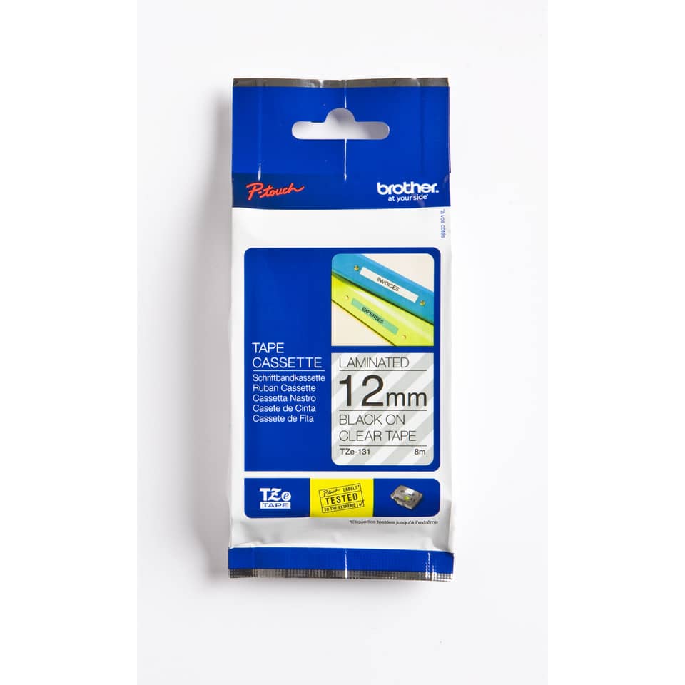 Tape, Kassette, Laminated, 12mm, Schwarz auf Transparentband
