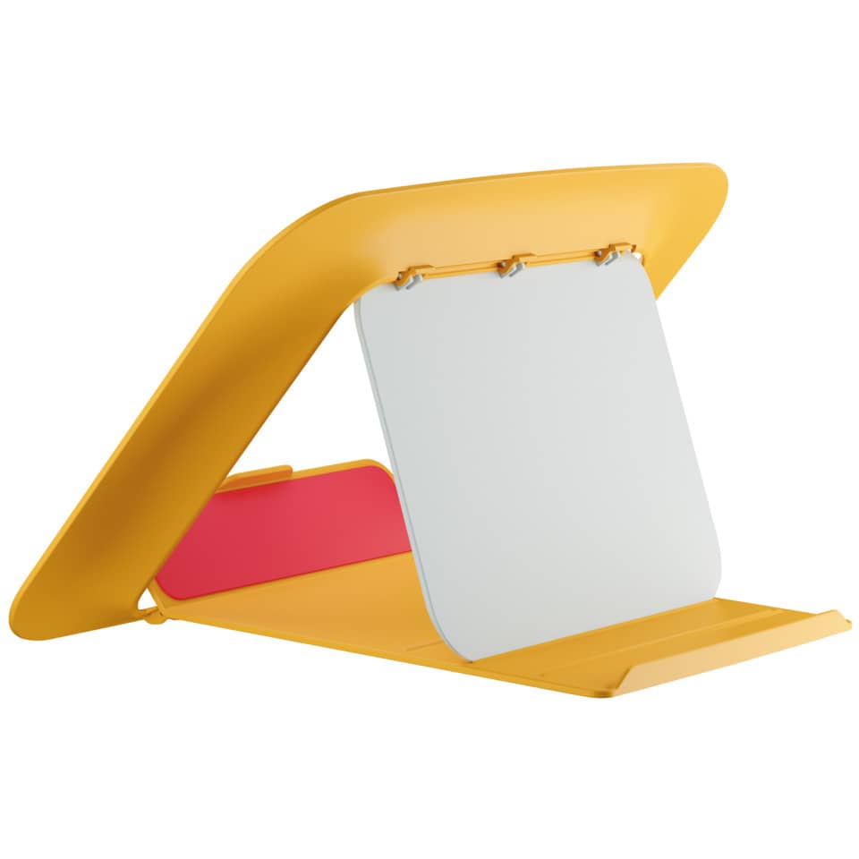 Schreibtischzubehör, A4-Clipboard, Faltbarer Ständer, Gelb, Pinkes Panel