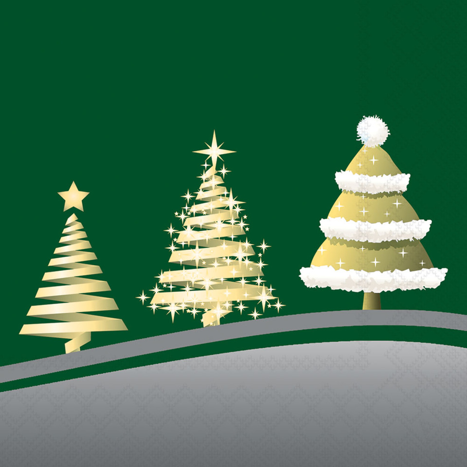Weihnachtsbaum, Goldene Tannen, Weihnachtliches Design, Baum-Silhouette, Luxuriöse Dekoration
