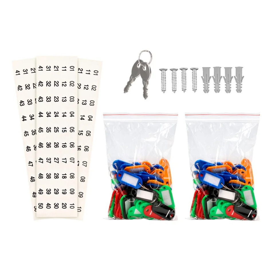 Maßband, Schlüsselring, Schrauben, Plastiktüten, Klammern aus Kunststoff