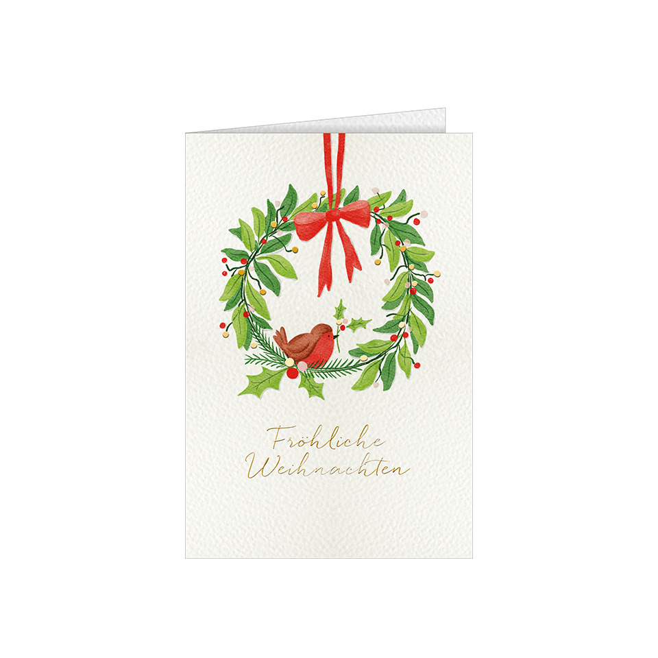 Weihnachtskarte, Kränz, Kartenmotiv, Roter Card, Frohe Weihnachten