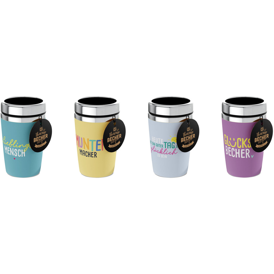 Kaffeebecher, Thermobecher, Becher, Motivaufdruck, Wortaufdruck