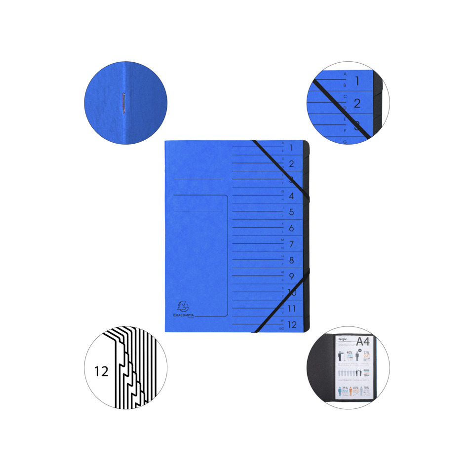 blauer Notizblock, Gummiband, Lineal-Design, A4-Notizblock, Taschenlayout