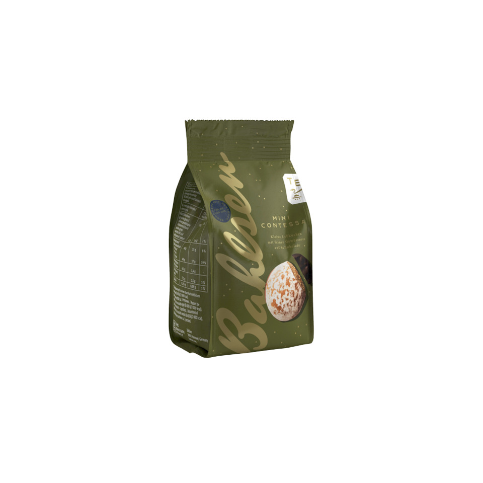 Keks, Kontrollierte Schokoladenkeks, Mini-Kontakt?, Backwarenverpackung, Grüner Beutel