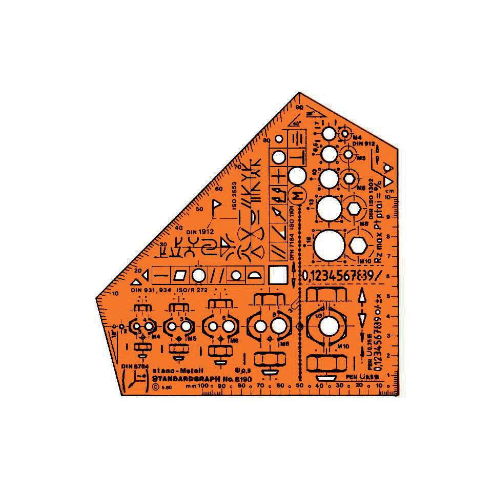 Linealblech, Geometrische Vorlage, Rother Form, Mess-Set, Maßstab