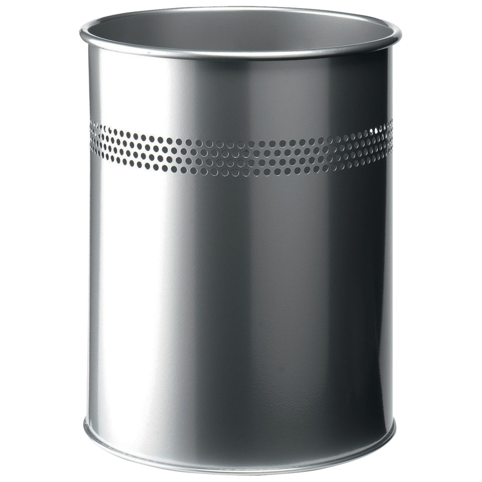metallischer Mülleimer, Perforationsband, Edelstahl, Zylindrische Form, Küchenbehälter