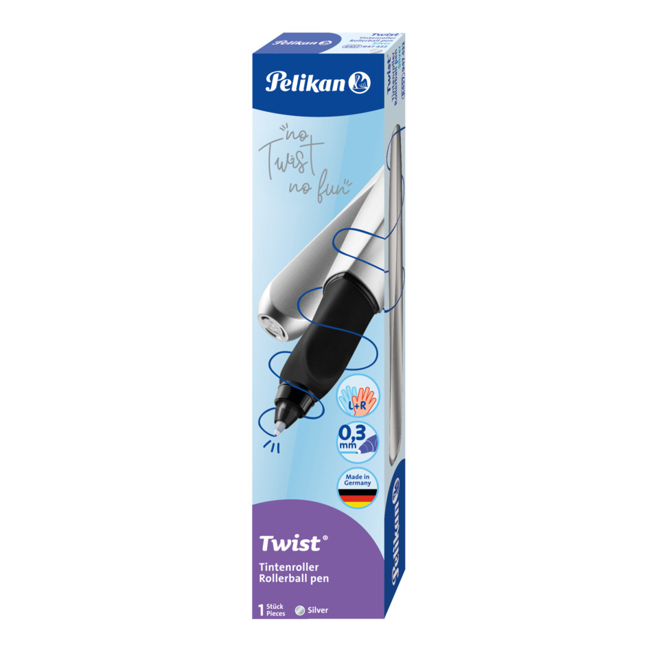 Tintenroller, Rollerball, 0.3 mm, Silber, Twist, Tintenroller, Rollerball, Schreibgerät, Schwarz, 0.3 mm