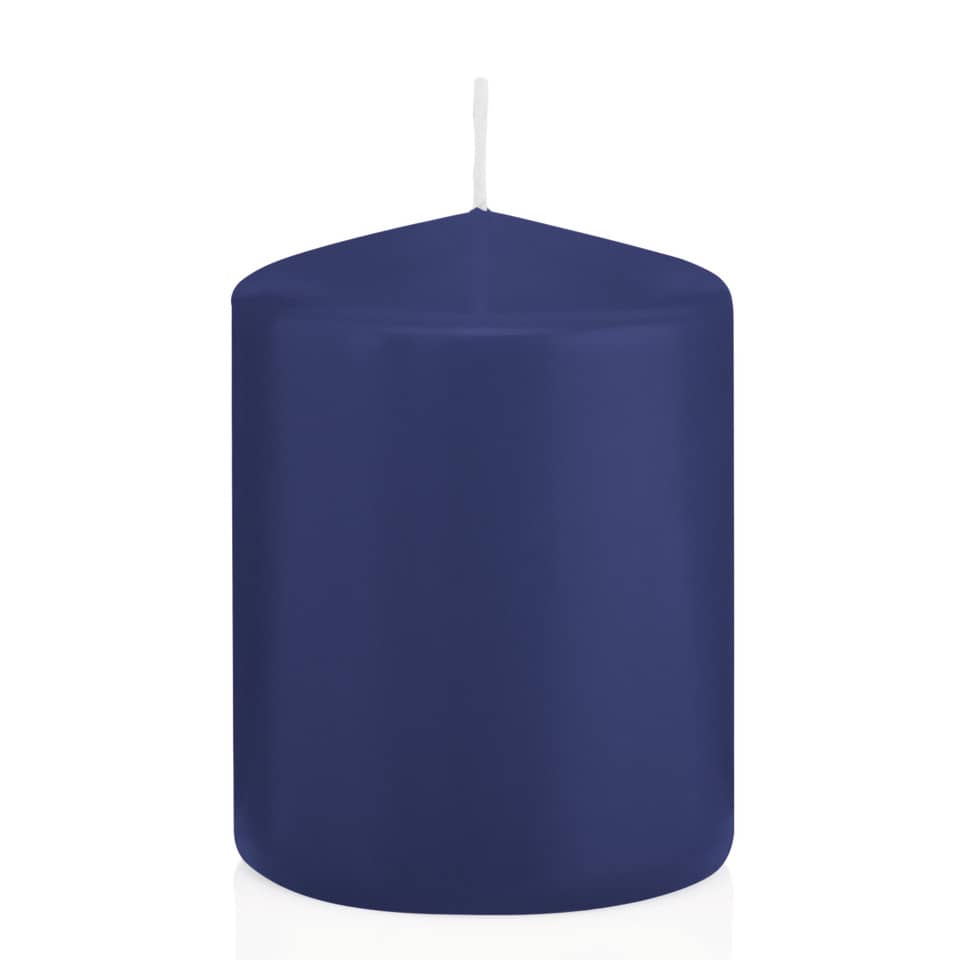Stumpenkerze, Kaminkerze, blau, Kerze in Zylinderform, einfarbig