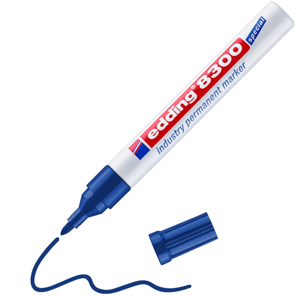 Permanentmarker, Blauer Marker, Marker Edding 8300, Spitze, Kappe