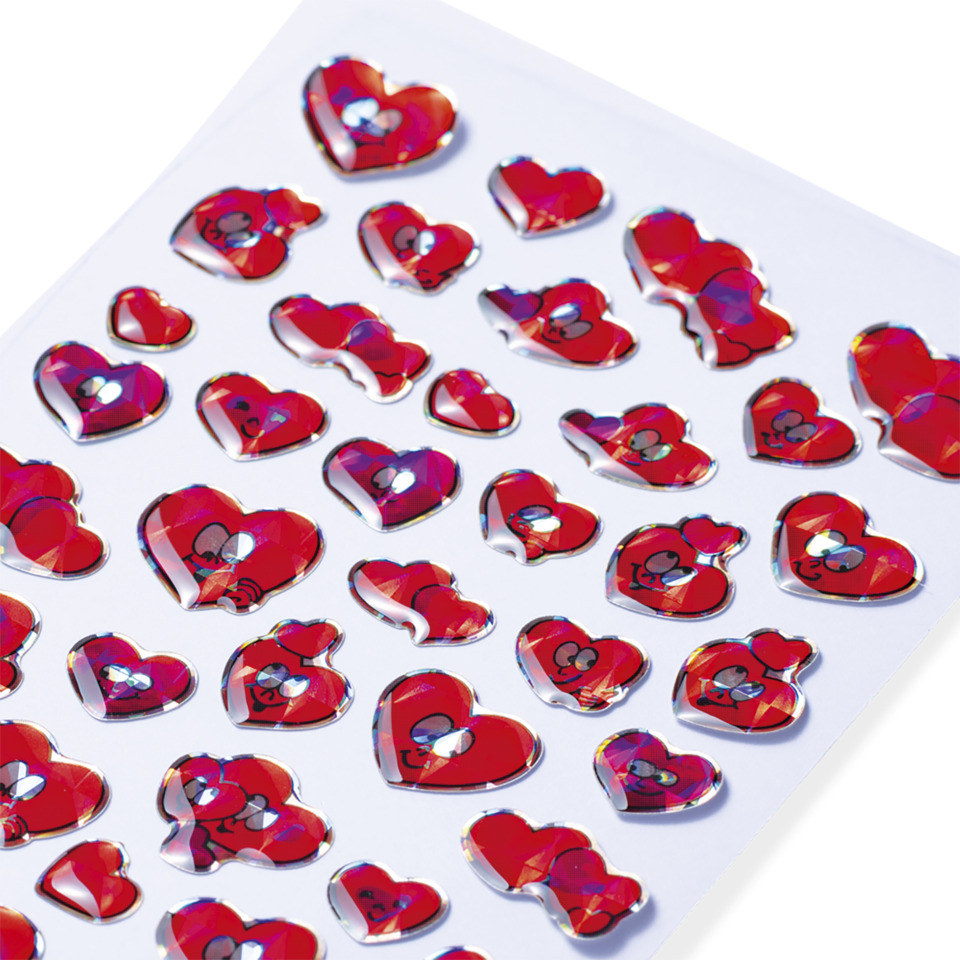Herz-Aufkleber, Herzform, Sticker, Rot, Glitzer