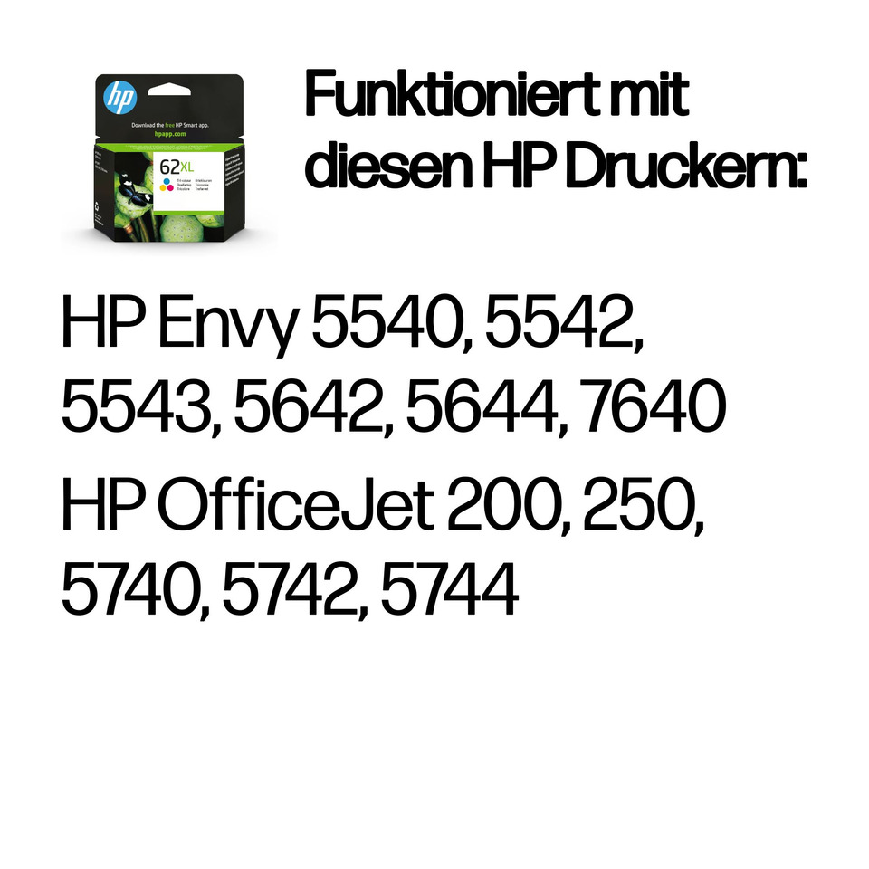 HP, Drucker, Tintenpatrone, 62XL, Verbrauchsmaterial