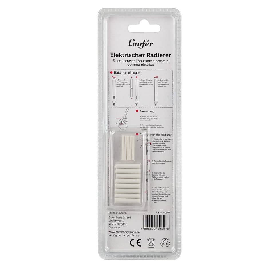 Elektrischer Radierer, Radiergummi-Set, Eraser, Kunststoff-Ergänzung, Weißer Radierer