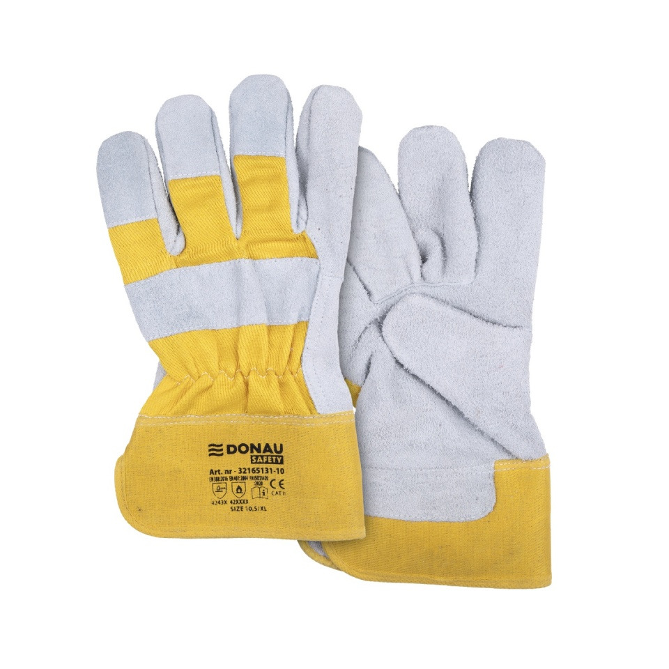 Handschuhe, Schutzhandschuhe, Arbeitshandschuhe, Lederhandschuhe, Gelb-Braun