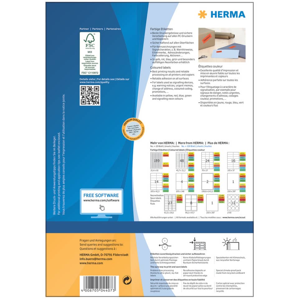etiketten, papieretikett, druckqualität, herma, verpackung