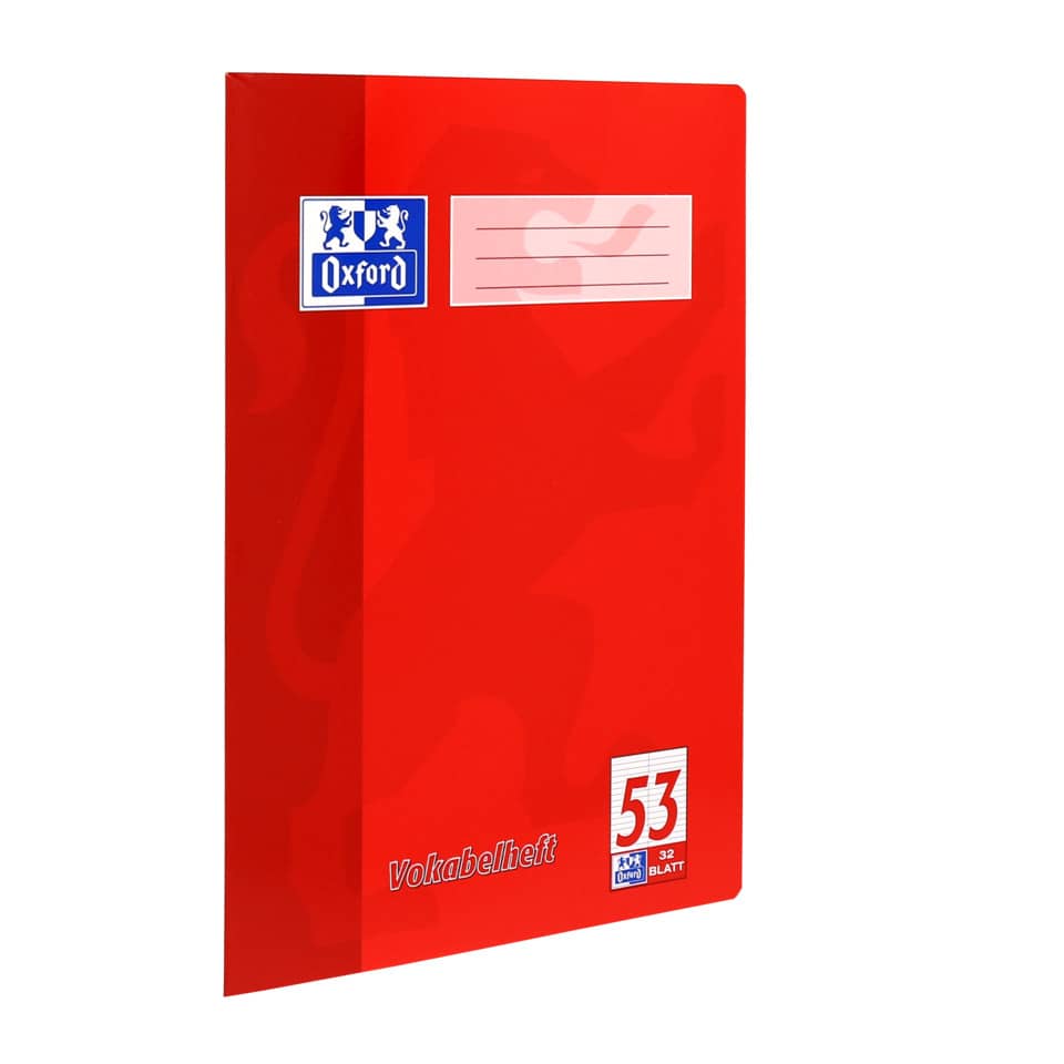 Notizblock, Spiralblock, Vokabelheft, Rotes Cover, 53 Blätter