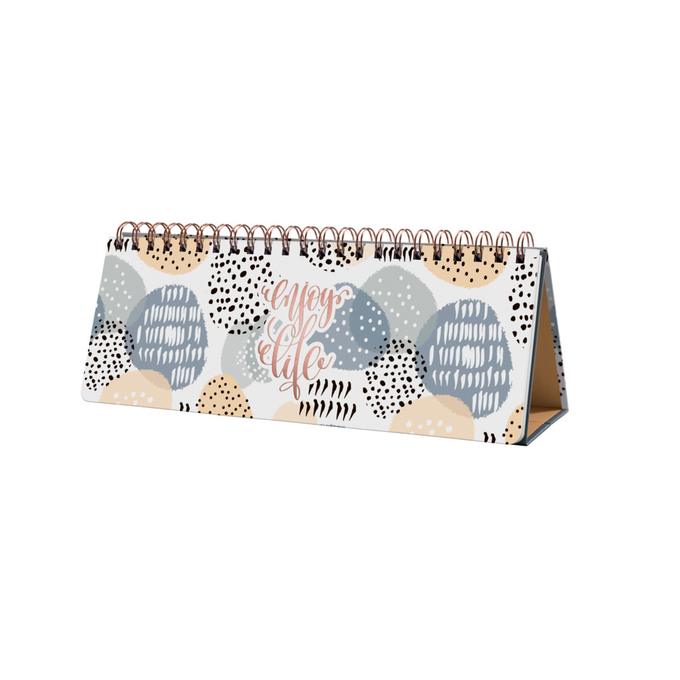 Tischkalender, Spiralbindung, Prägnantes Muster, Kreise Musterelemente, Life Style Spruch