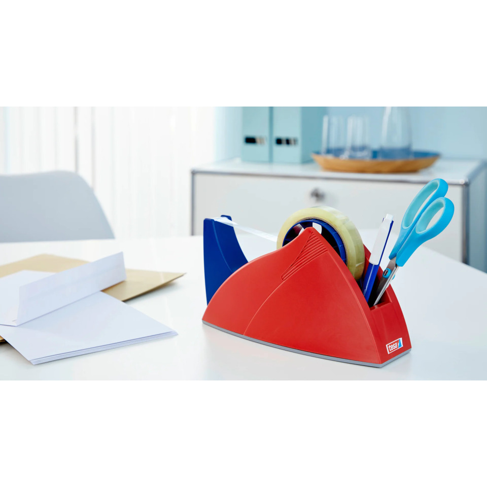 Abroller, Schere, blau, rot, Bürozubehör