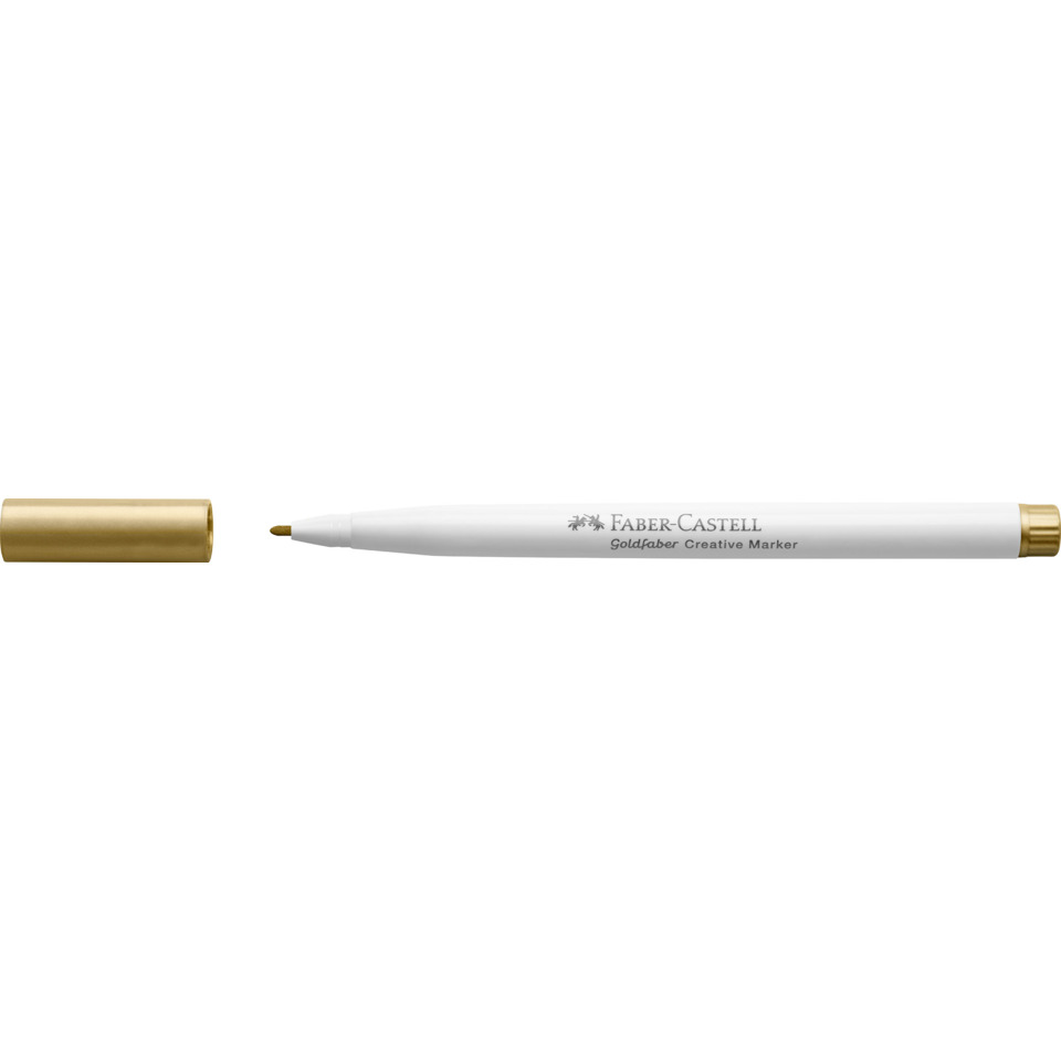 Marker, White body, Gold cap, Fine liner, Faber-Castell