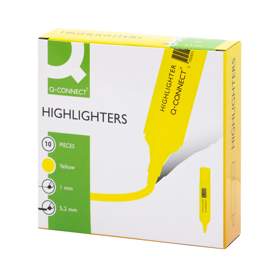 highlighters, feine marker, gelb, 10 stück, kippable box