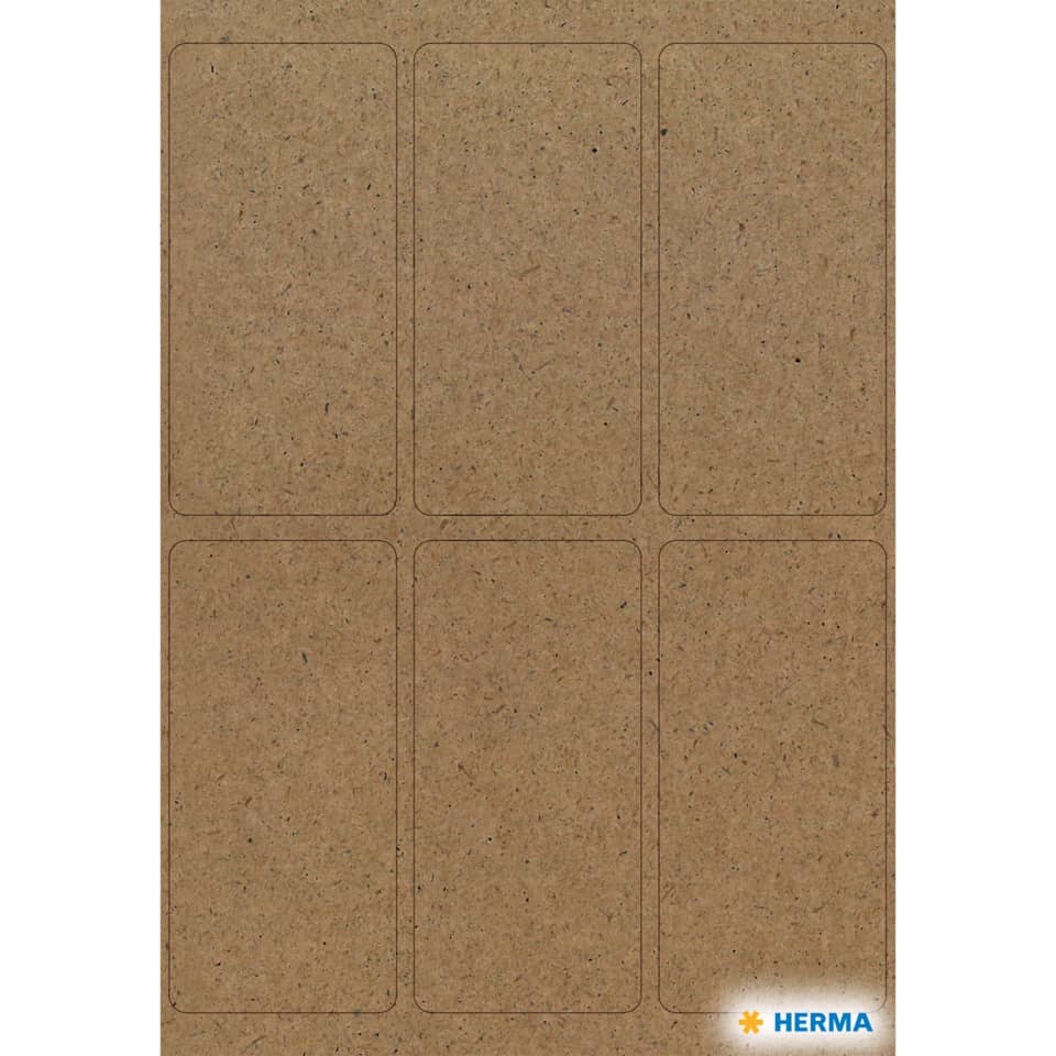 Korkplatte, Etikettenrückseite, sechs Paneele, Pappeblatt, Herma-Stampen