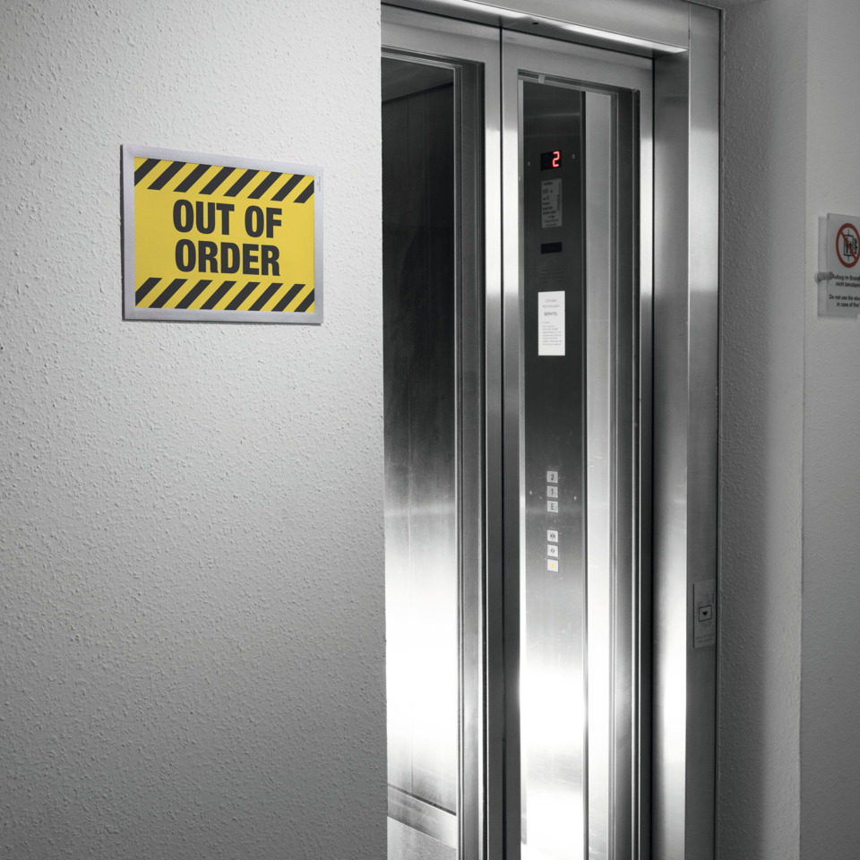 aufzug, lift, notiz, out of order, elevator