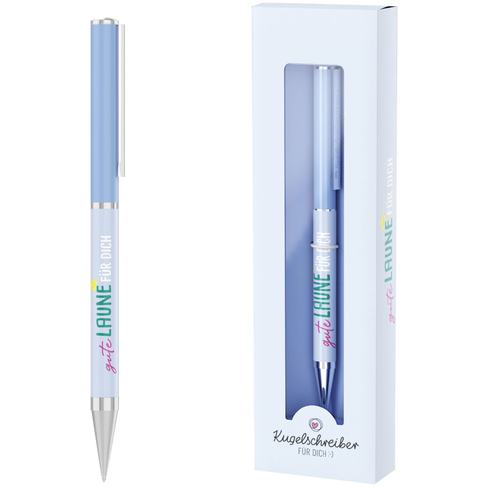 blauer stift, kugelschreiber, ballpoint, geschenkstift, schreiberinstrument