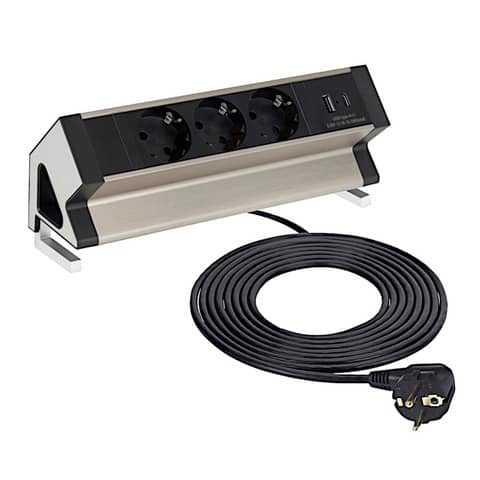 Mehrfach-Bürosteckdose DESK BOX mit USB A und C DESIGN LIGHT DESKBOX-SD-3DE-UAC-01