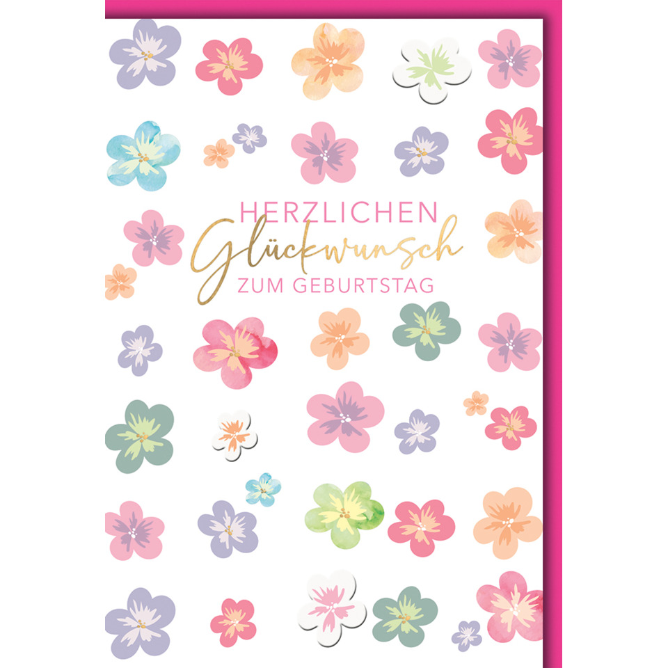 Grußkarte, Blumen, Geburtstag, Blütenmotiv, Kartenlayout