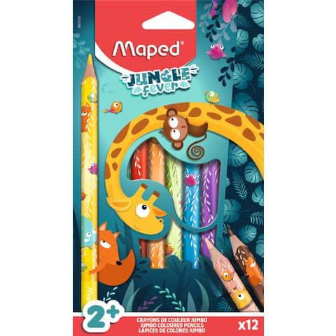 Farbstift Jungle Fever Jumbo, 12 Stück, sortiert MAPED 863700