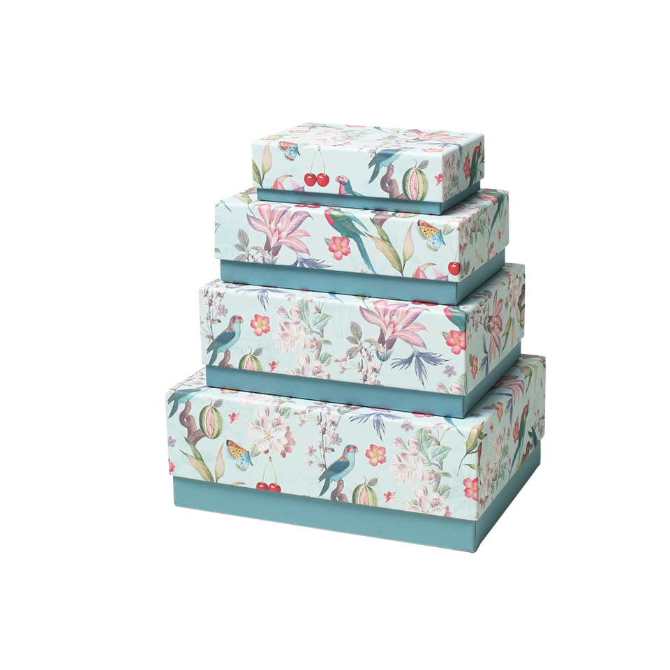 Geschenkverpackung, Verpackung, Kartonage, gemustert, mehrstöckig