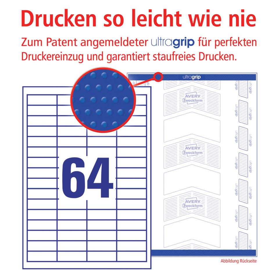 Drucker, Avery, 64, Punktlochung, Ultragrip, Druckbogen, 64, Karte, Druckvorrichtung, Papierlayout