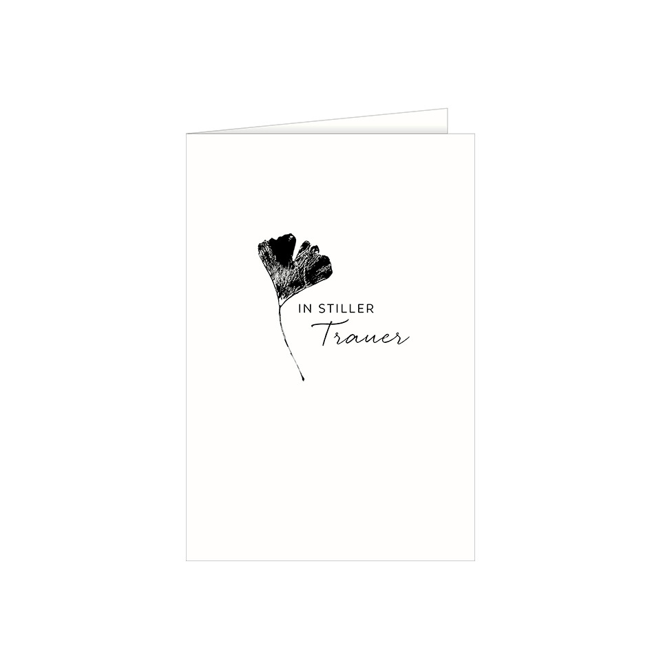 karte, trauern, ginkgo, in stiller, blume