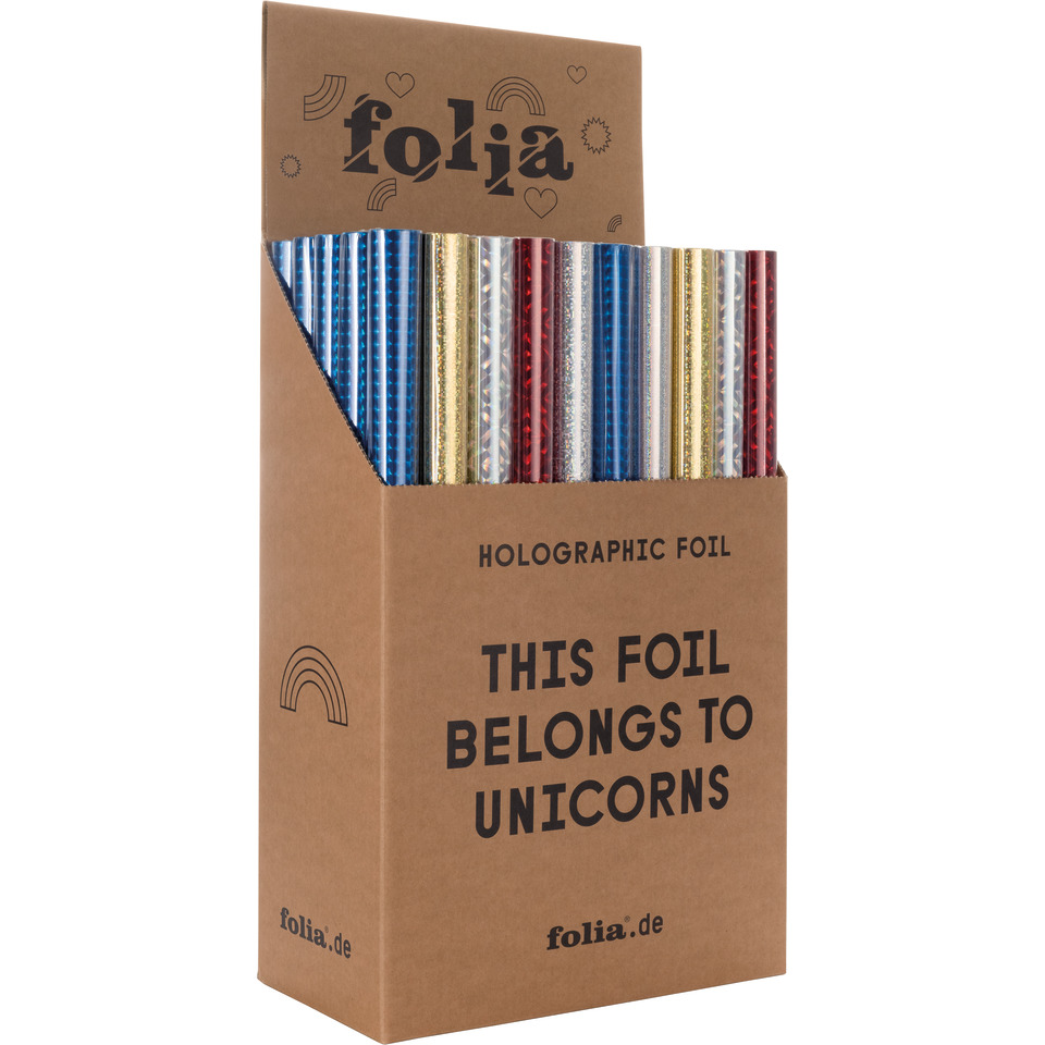 Holographische Folie, Folienrolle, Einhorn-Geschenk, Glitzerfolie, Bunte Folie